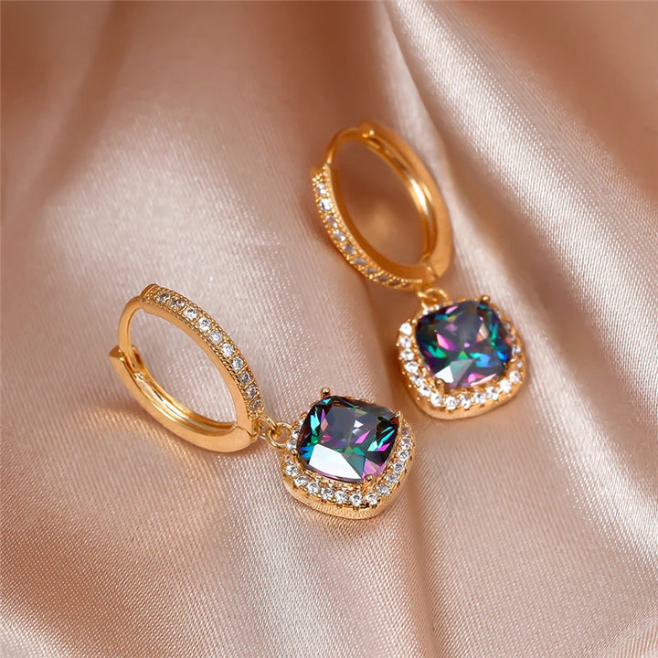 Noire | Square Crystal Hoop Earrings