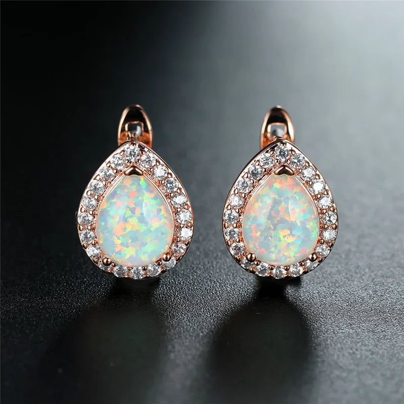 Celestia Opal-Look Clip Earrings