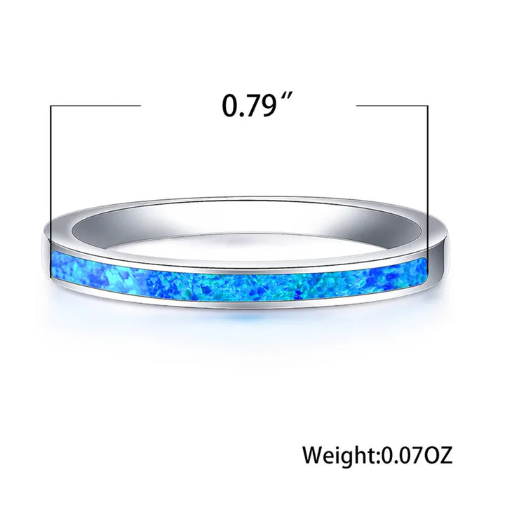 Luxe Vrouwelijke Blauw Wit Opal Stone Ring Boho Mode Zilveren Kleur Grote Ronde Ring Belofte Liefde Engagement Ringen Voor Vrouwen