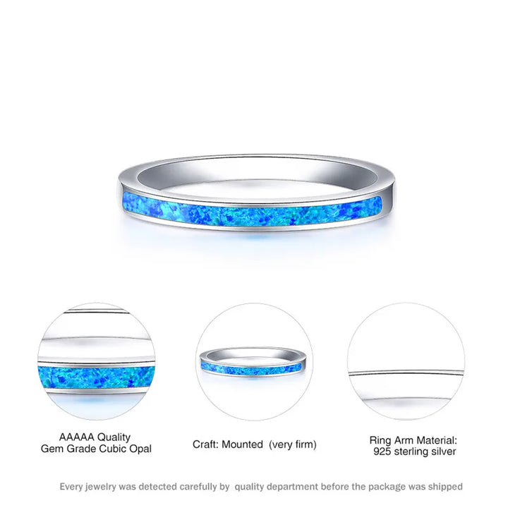 Luxe Vrouwelijke Blauw Wit Opal Stone Ring Boho Mode Zilveren Kleur Grote Ronde Ring Belofte Liefde Engagement Ringen Voor Vrouwen