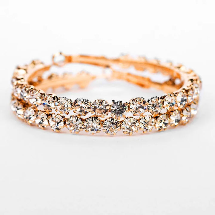 Luxe Vrouwelijke Grote Witte Ronde Hoepel Oorbellen Mode Gouden Kleur Bruiloft Oorbellen Dubbele Zirkoon Steen Oorbellen Voor Vrouwen