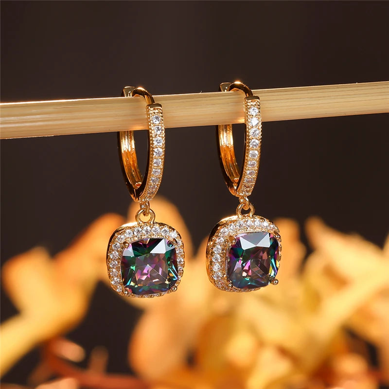 Noire | Square Crystal Hoop Earrings