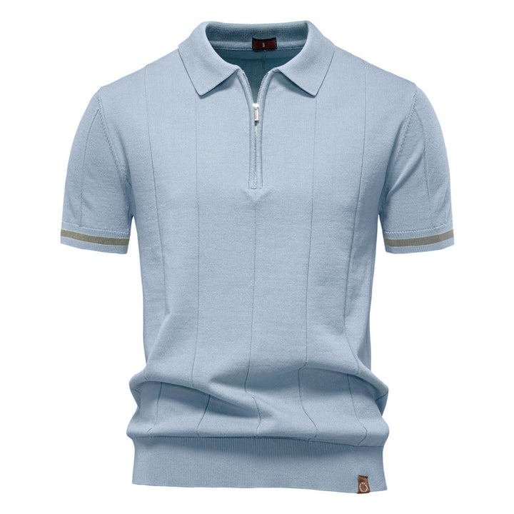 Half Zip Polo Shirt – Vertical Texture & Easy On Off
