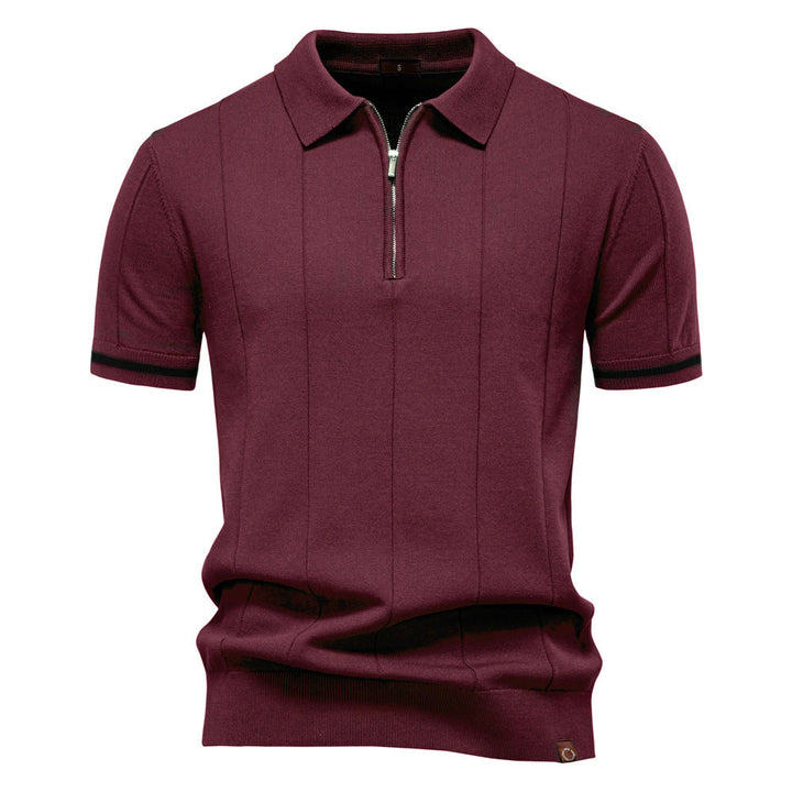 Half Zip Polo Shirt – Vertical Texture & Easy On Off