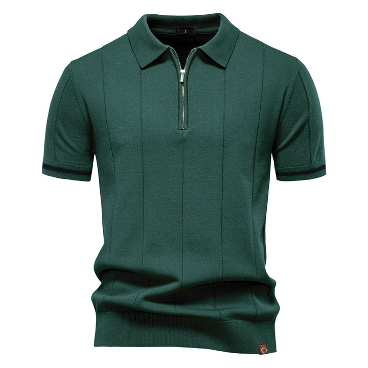 Half Zip Polo Shirt – Vertical Texture & Easy On Off