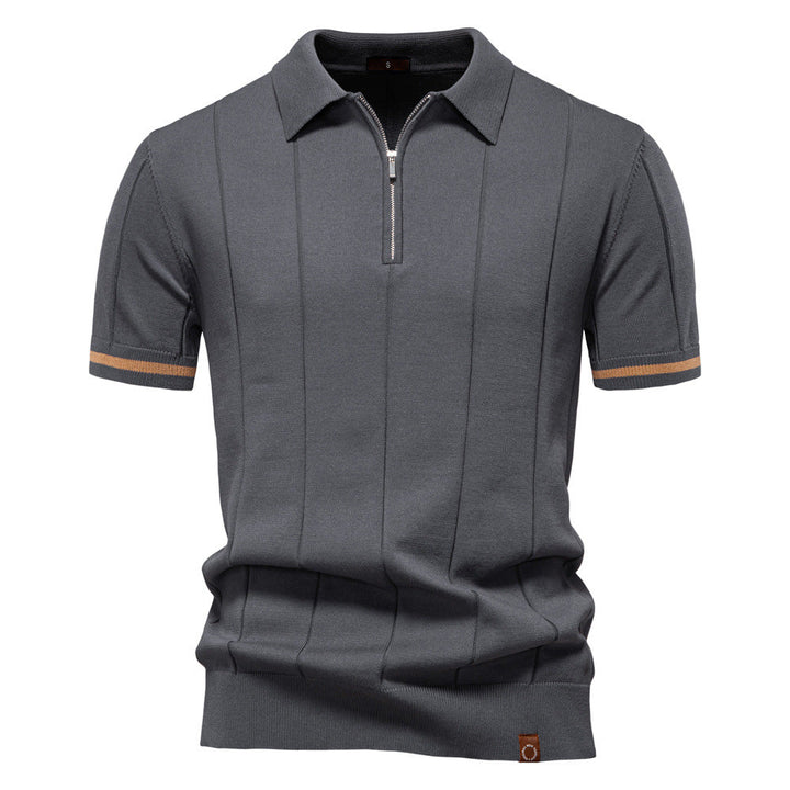 Half Zip Polo Shirt – Vertical Texture & Easy On Off
