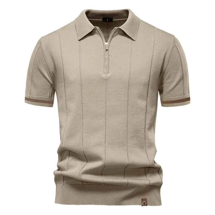 Half Zip Polo Shirt – Vertical Texture & Easy On Off