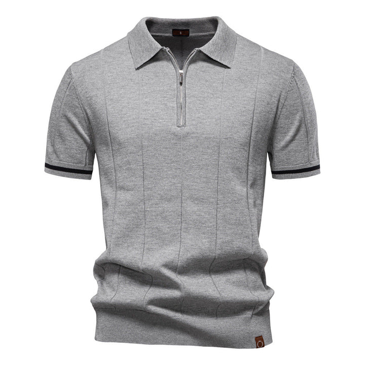 Half Zip Polo Shirt – Vertical Texture & Easy On Off