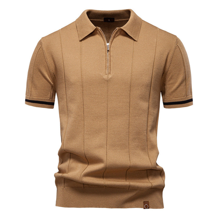 Half Zip Polo Shirt – Vertical Texture & Easy On Off