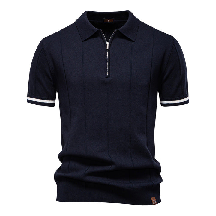Half Zip Polo Shirt – Vertical Texture & Easy On Off