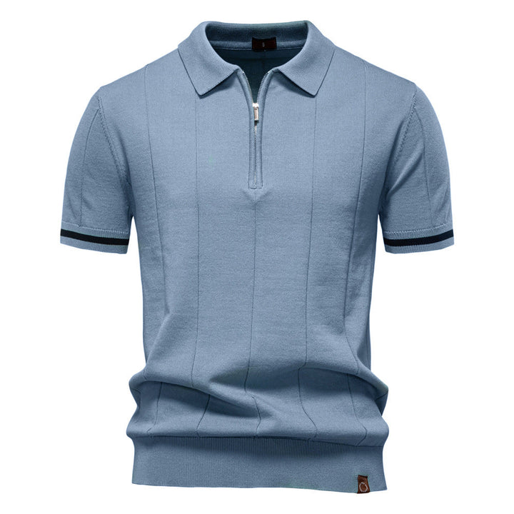 Half Zip Polo Shirt – Vertical Texture & Easy On Off