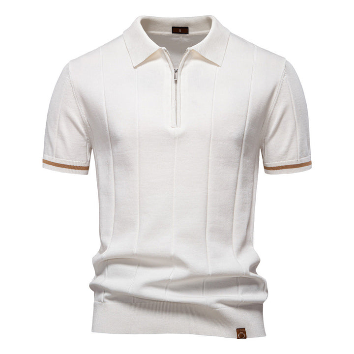 Half Zip Polo Shirt – Vertical Texture & Easy On Off