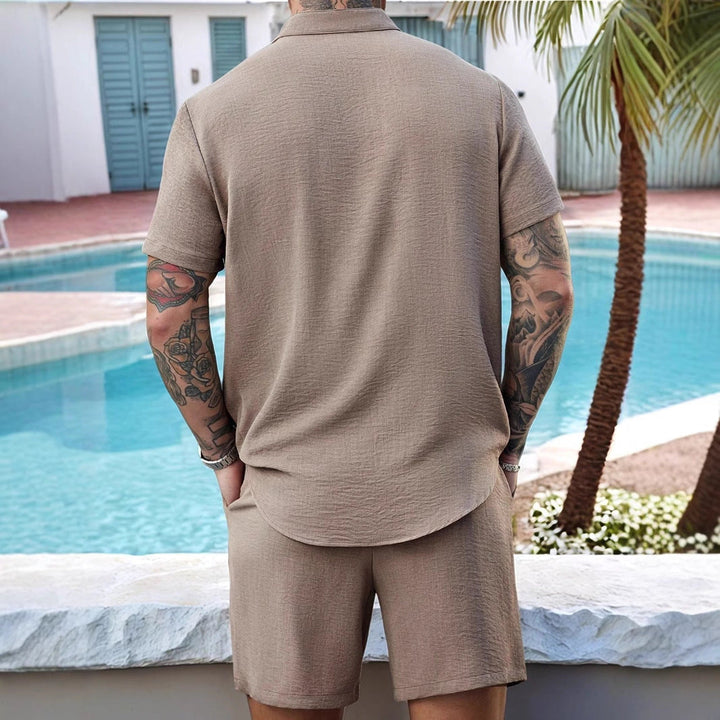 Henley Shirt And Shorts Set – Button Placket & Breathable