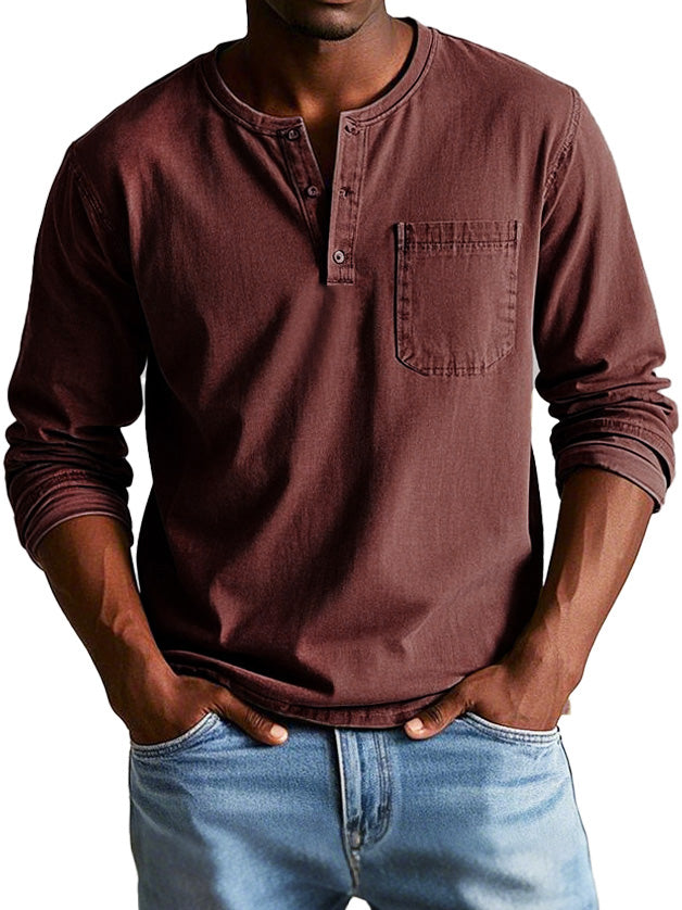 Henley Shirt - Short Button Placket And Tailored Fit