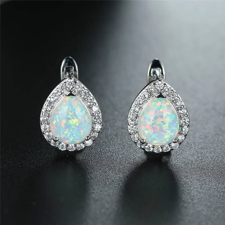 Celestia Opal-Look Clip Earrings