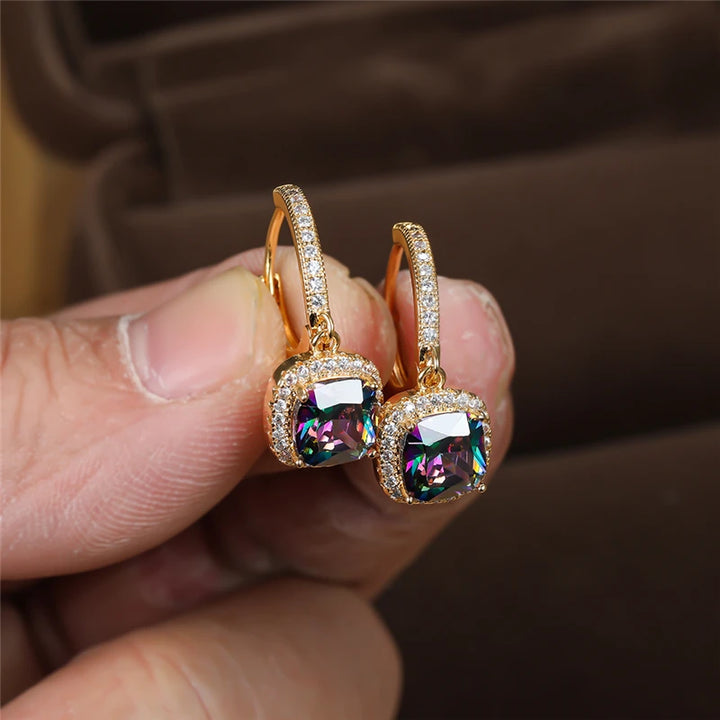 Noire | Square Crystal Hoop Earrings