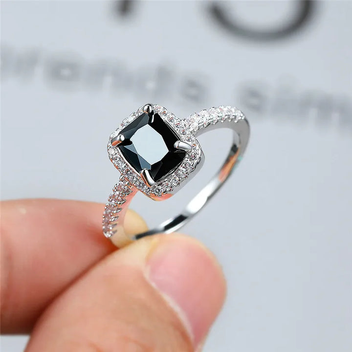 Obsidienne | Black Square Crystal Ring