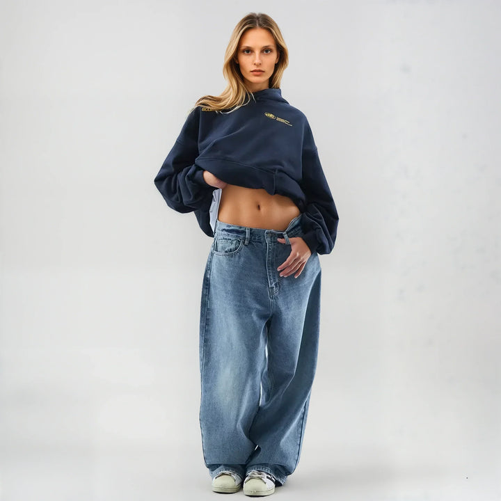 Hoodie - Fabric Blend Loose Cut & Subtle Print Ease