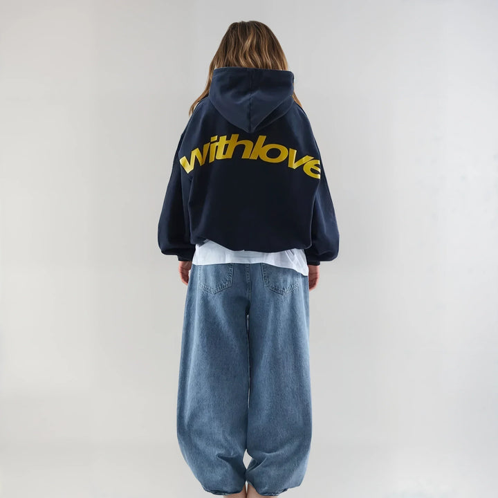 Hoodie - Fabric Blend Loose Cut & Subtle Print Ease