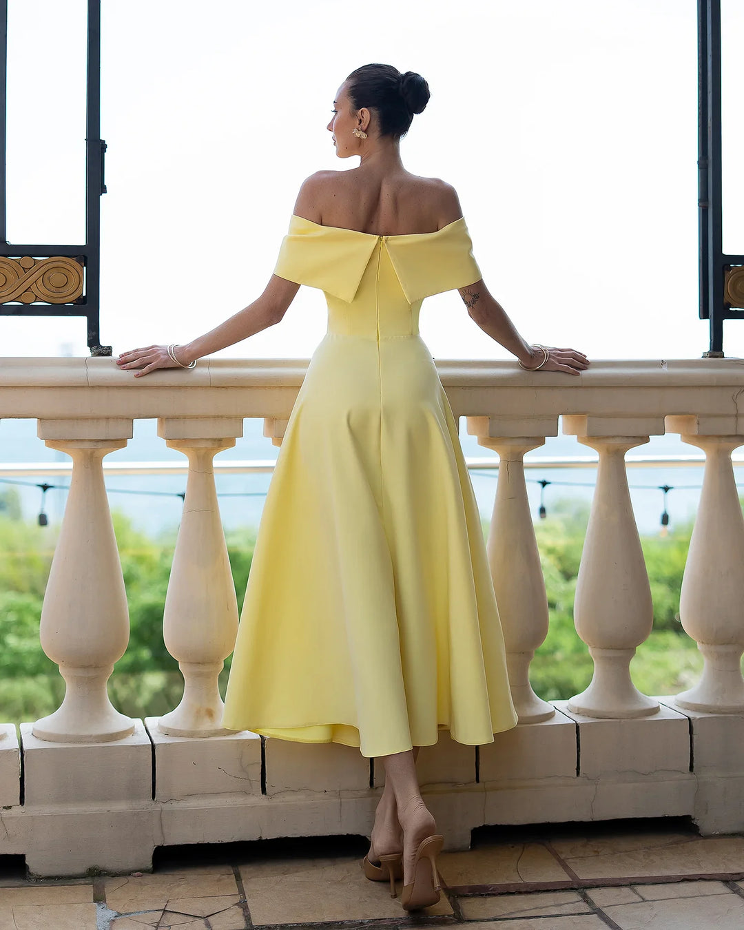 Callista Yellow Midi Dress