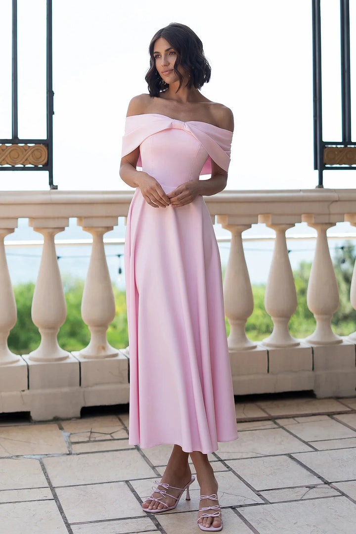 Callista Baby Pink Midi Dress
