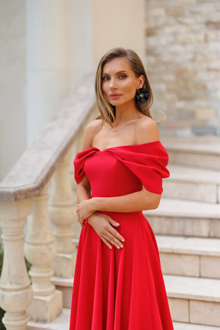 Positano Red Midi Dress