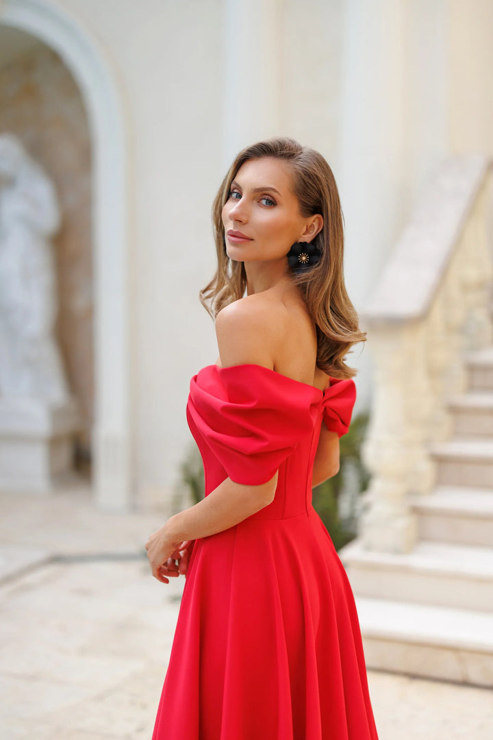 Positano Red Midi Dress