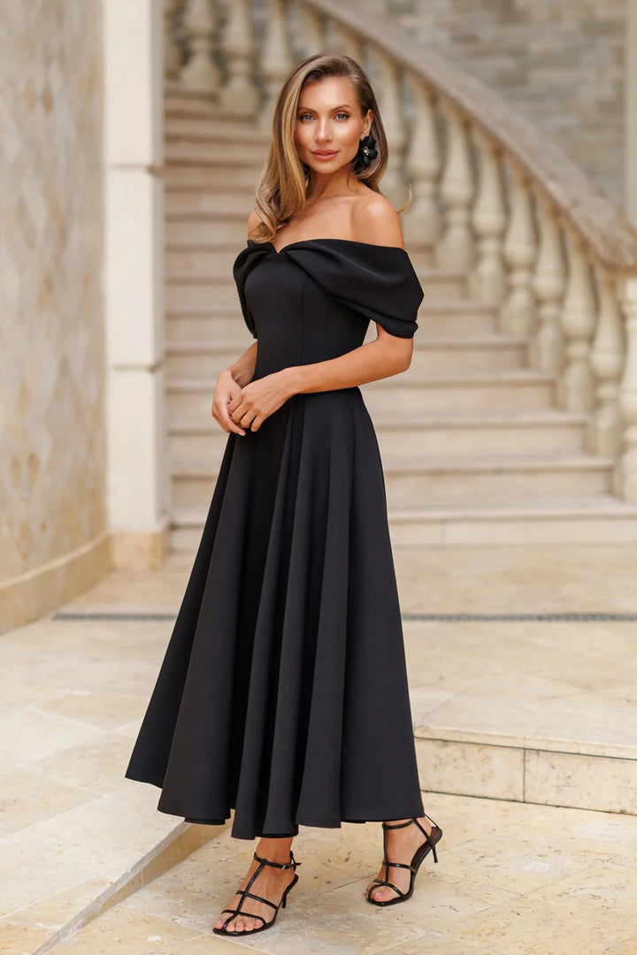 Positano Black Midi Dress