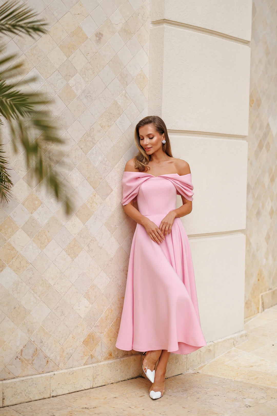 Positano Baby Pink Midi Dress