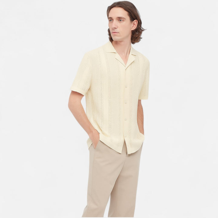 Knit Blend Shirt – Patchwork Panels And Shape Retention