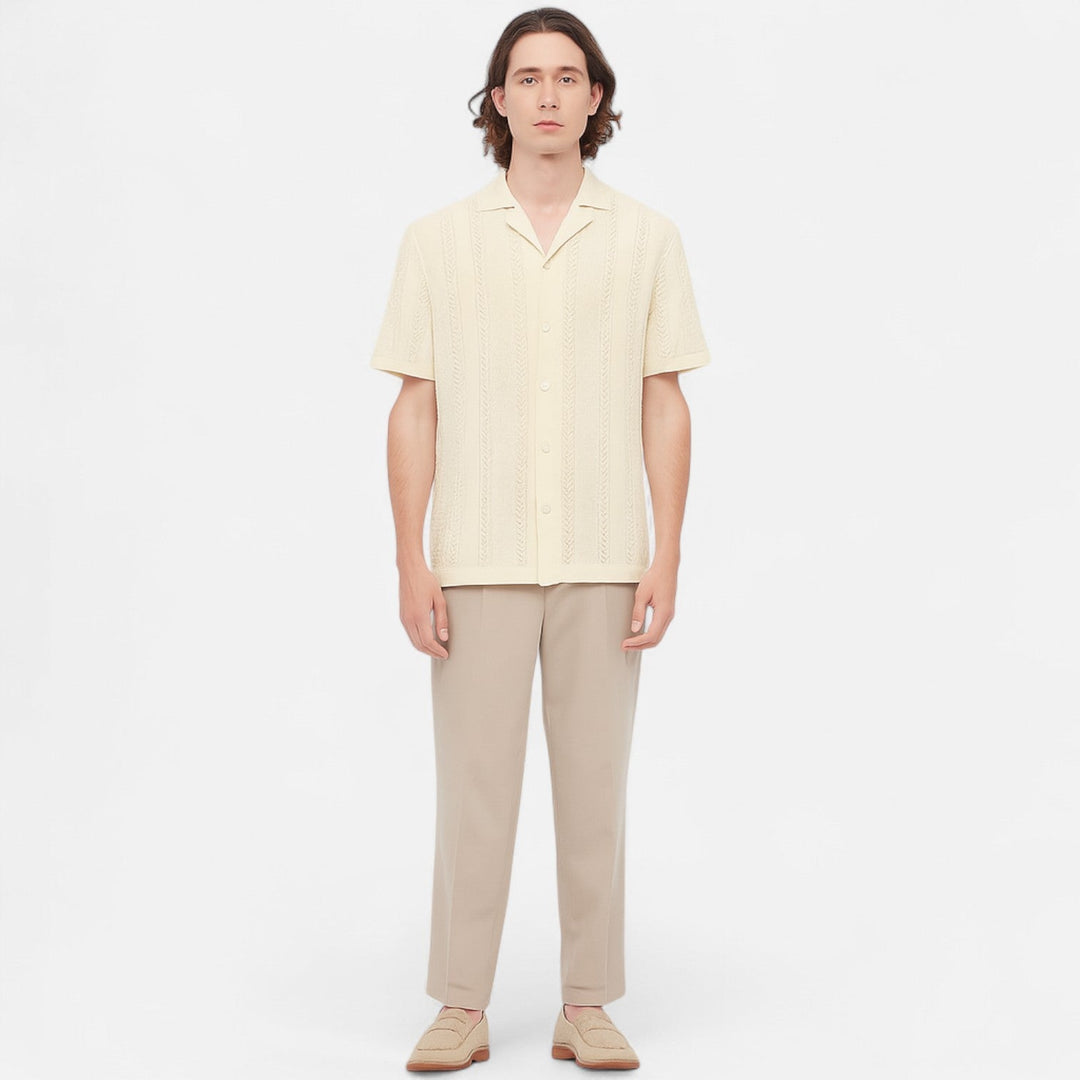 Knit Blend Shirt – Patchwork Panels And Shape Retention