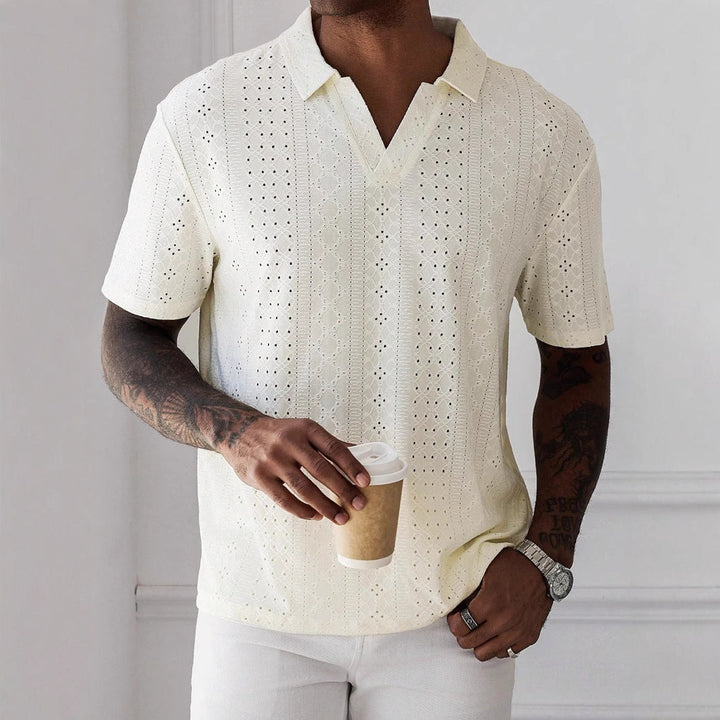 Knit Polo - Jacquard Lace Front & Breathable Airflow
