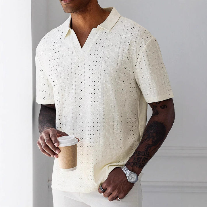 Knit Polo - Jacquard Lace Front & Breathable Airflow