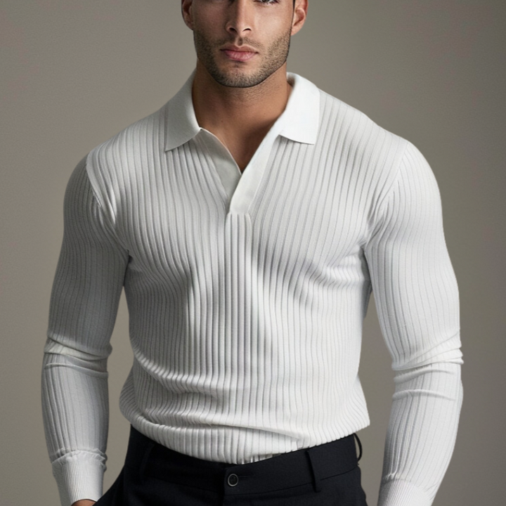 Knit Shirt - Open Collar And Breathable Stretch Shape
