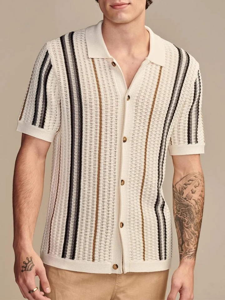 Knit Short Sleeve Shirt - Textured Knit And Breathable Fit