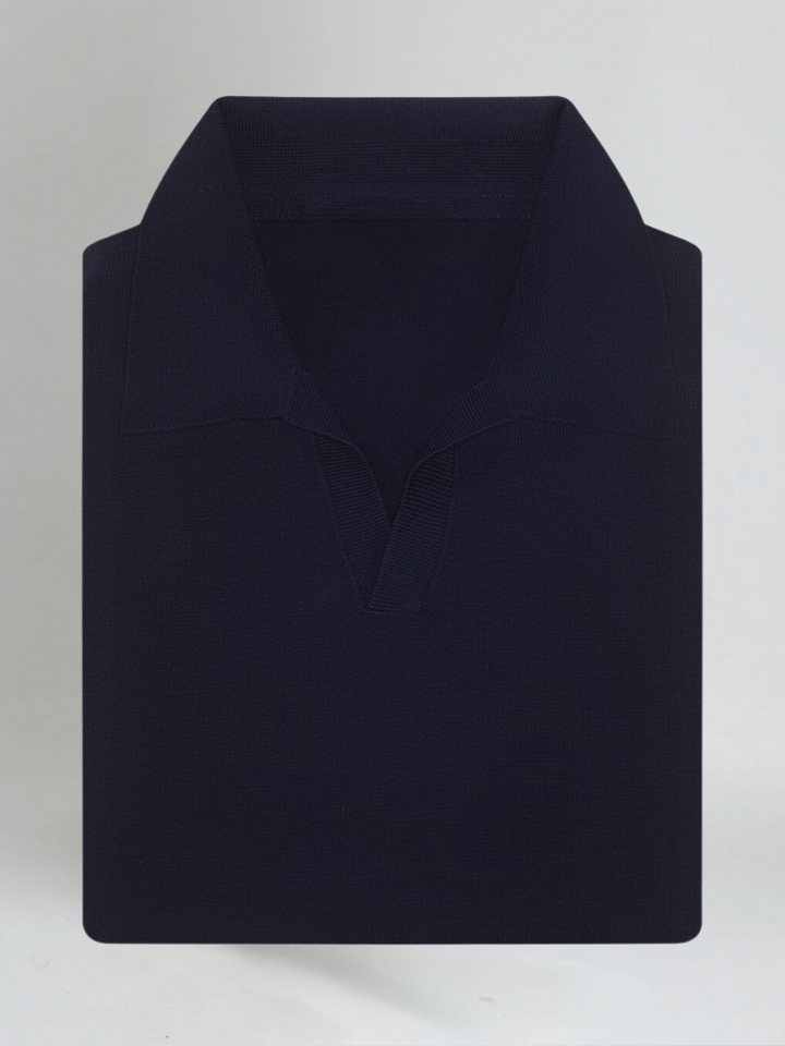 Knitted Polo Shirt - Buttonless Collar And Flexible Shape