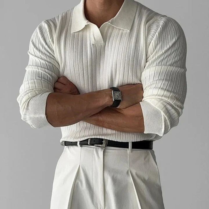 Long Sleeve Polo - V Neck Collar & Easy Movement Support