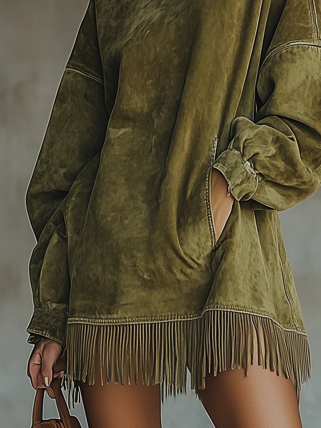 Gabriela | Vestido de Cuello Alto con Flecos