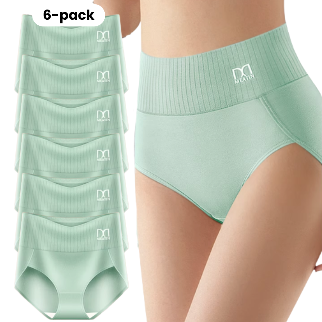 Shaplex™ – Pack de 6 panties transpirables y cómodos de talle alto con soporte abdominal