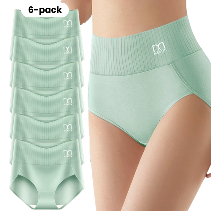 Shaplex™ – Pack de 6 panties transpirables y cómodos de talle alto con soporte abdominal