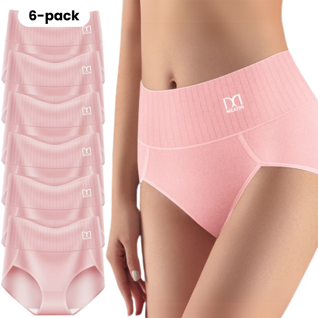 Shaplex™ – Pack de 6 panties transpirables y cómodos de talle alto con soporte abdominal
