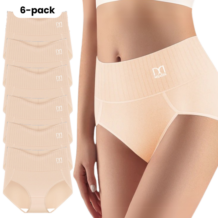 Shaplex™ – Pack de 6 panties transpirables y cómodos de talle alto con soporte abdominal