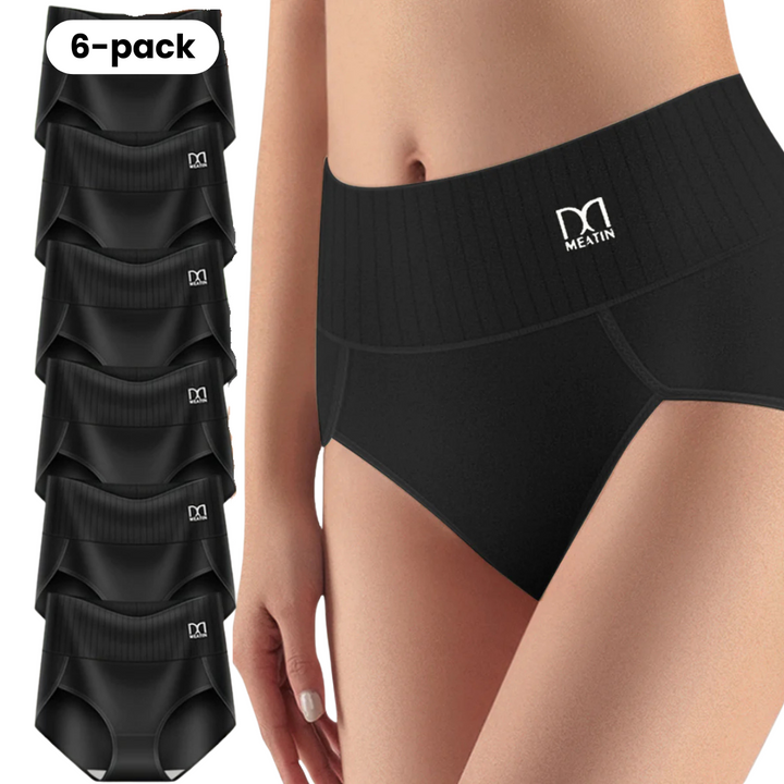 Shaplex™ – Pack de 6 panties transpirables y cómodos de talle alto con soporte abdominal