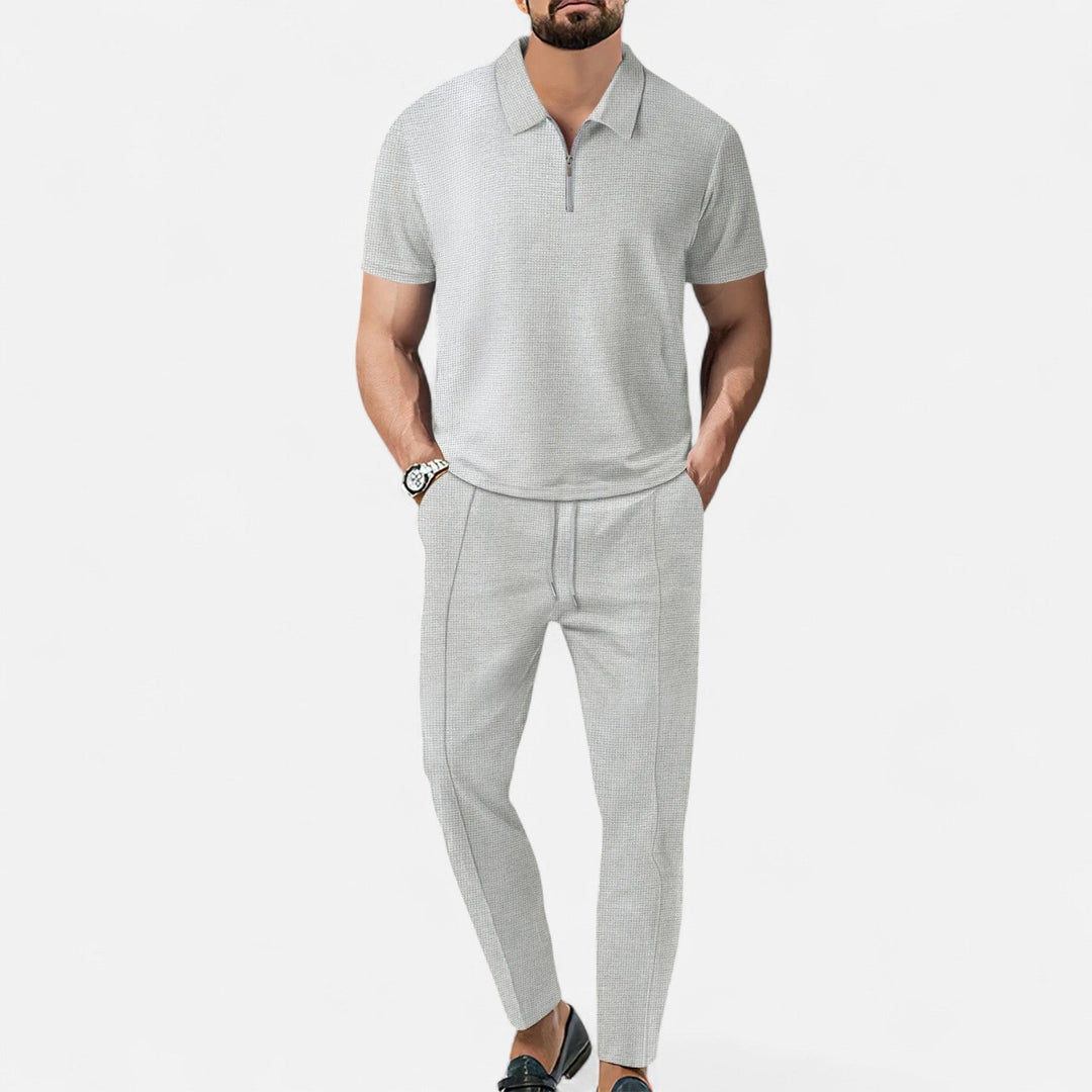Polo And Trouser Set – Blend Fabric Cut & Coordinated Look