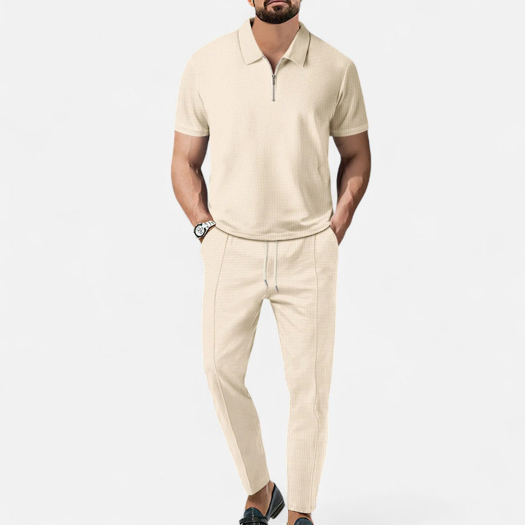 Polo And Trouser Set – Blend Fabric Cut & Coordinated Look
