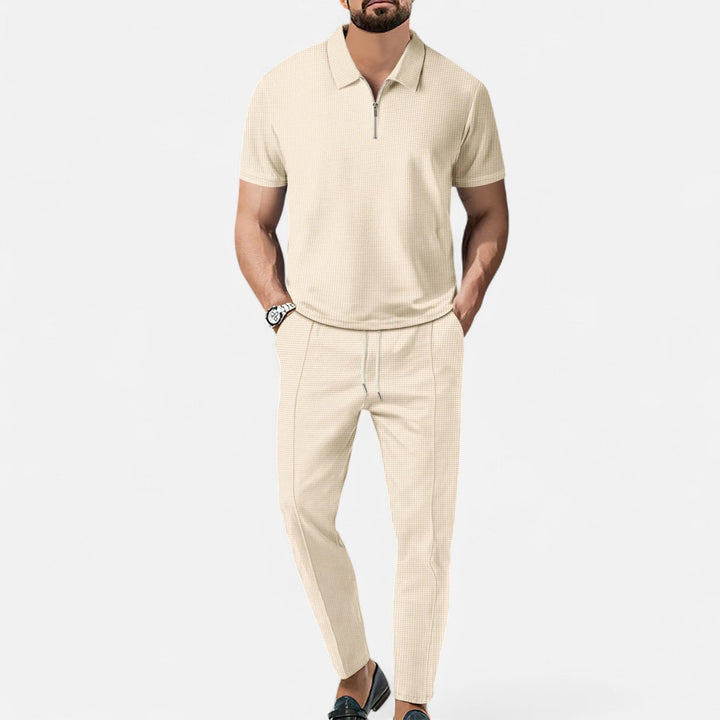 Polo And Trouser Set – Blend Fabric Cut & Coordinated Look