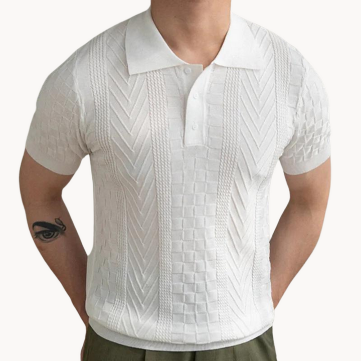Polo Shirt – Jacquard Textured Blend And Slim Tailored Fit