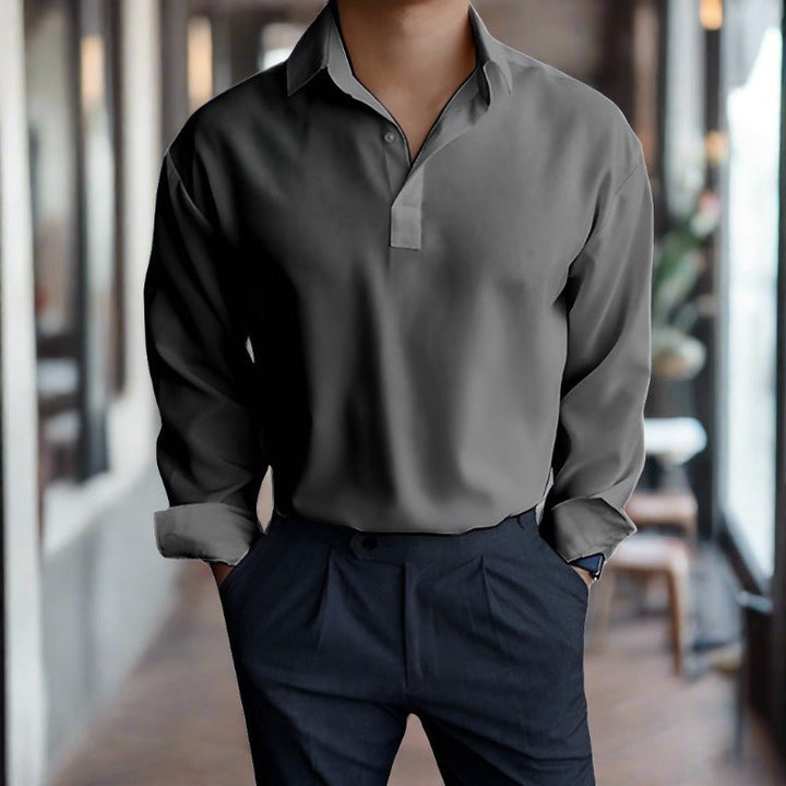 Polo Shirt - Long Sleeve Polyester Blend & Easy Movement
