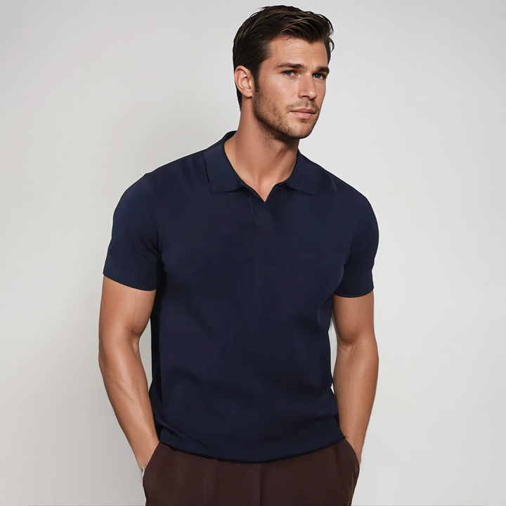 Polo Shirt - Natural Blend Short Placket & Neat Neckline