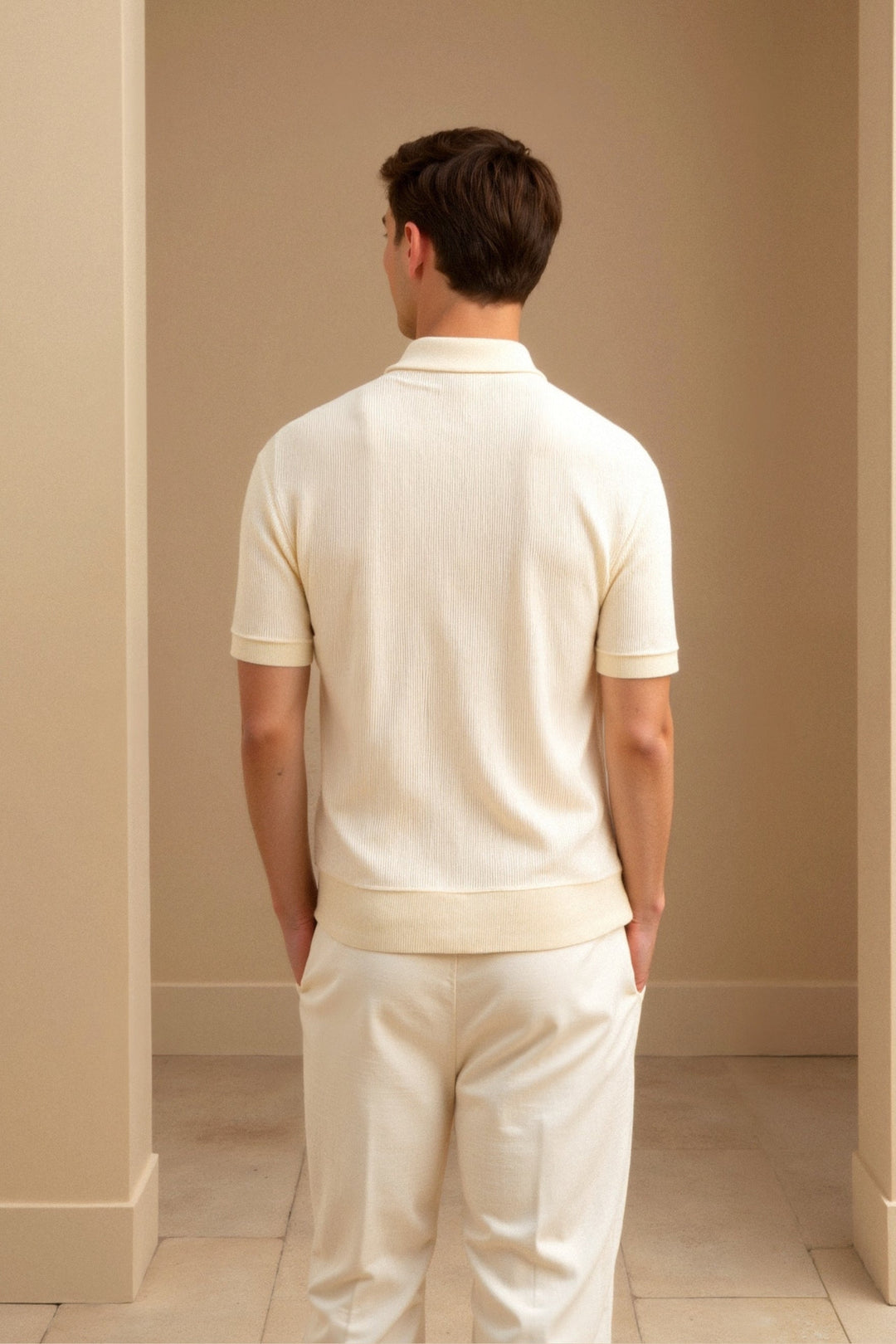 Polo Shirt – Ribbed Collar And Hem And Structured Neat Shape